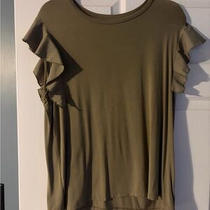 DKNY Olive Short Sleeve Ruffle Top